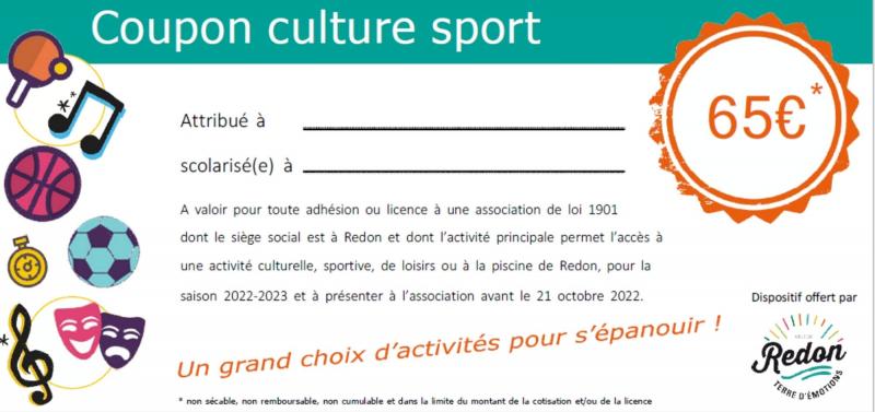 Les coupons Culture et Sport sont à utiliser avant le 21 octobre 2022 !
